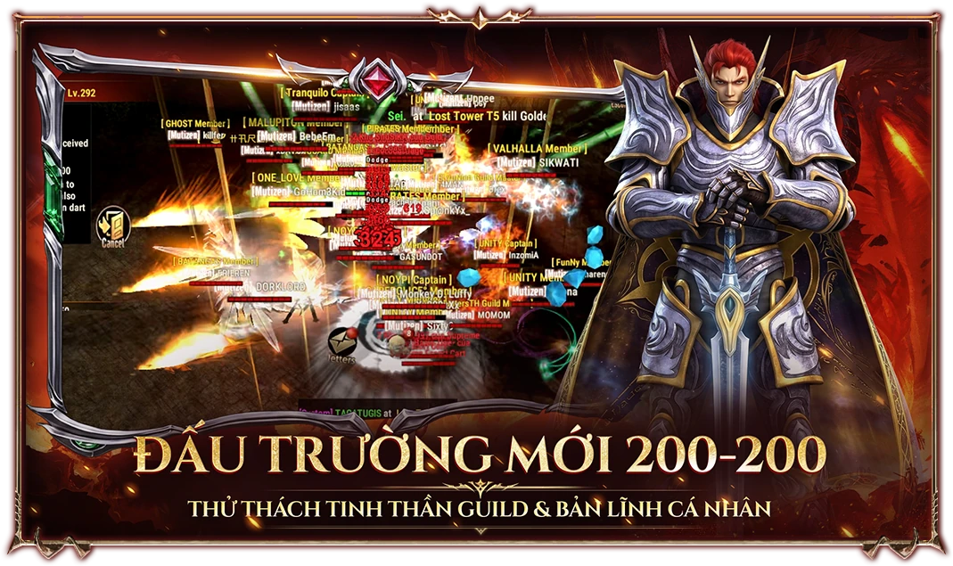 Đấu trường mới 200-200 - thử thách tinh thần Guild và bản lĩnh cá nhân