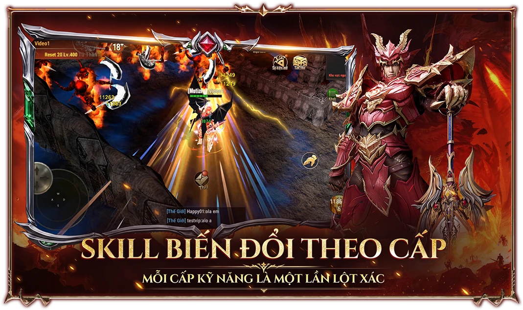Skill biến đổi theo cấp - mỗi cấp kỹ năng là một lần lột xác